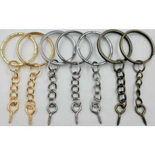 50pcs 25mm Screw Eye Pin Key Chain Key Ring keychain 3Color Keyrings Lobster Clasps Split Rings With Screw Pin Jewelry Making