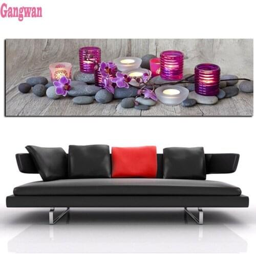 5d diy painting full square round drill diamond painting mosaic embroidery Orchid Flower Zen Spa Stone cross stitch home decor