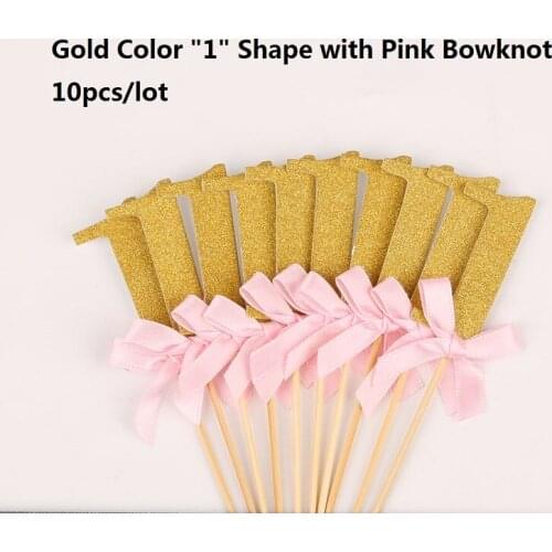 6-10pcs acrylic Number 1 Birthday Party Decoration Kids Baby Boy Girl Gender Pink Blue Bowknot Babyshower Wedding Supplies 1st