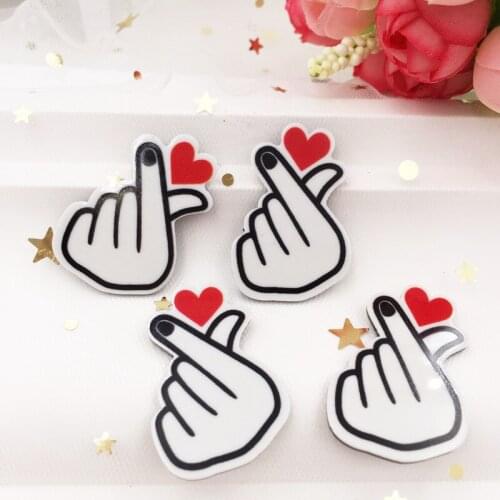 6 PCS Lovely Colorful hand Love Flat back Acrylic sheet Miniature pattern applique DIY Wedding scrapbook Home Decor