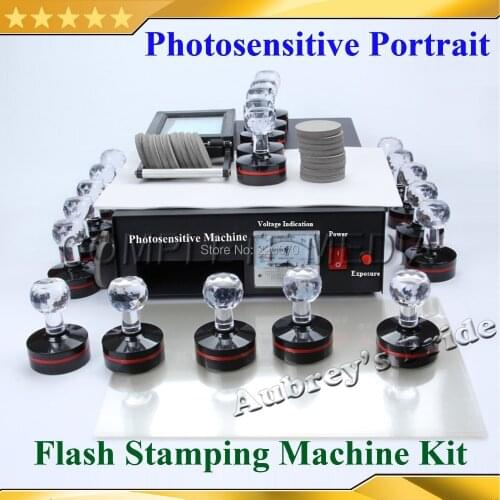 Free Shipping 42MM Photosensitive Portrait Flash Stamp Machine Kit Self inking Stamping Making Seal Pad Paper Film Kit