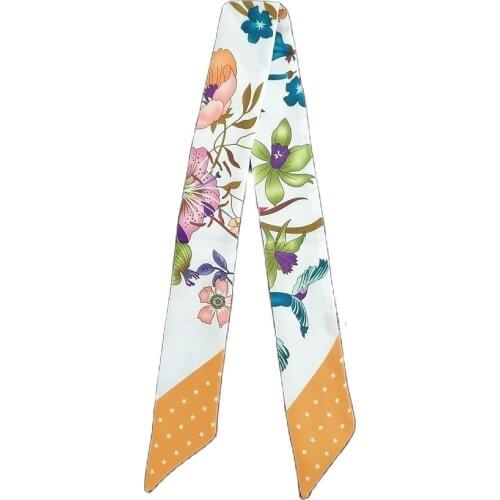 Brand Bag Scarves Floral Print Womens Headscarf Luxury Silk Hair Scarf Wrap Handbag Handle Ribbon Neck Pareo Beach Girl G17