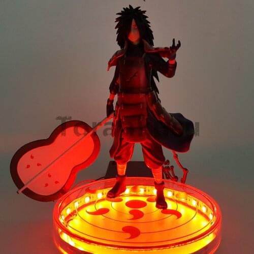 Naruto Action Figure Uchiha Madara Led Rinnegan Base 200mm Naruto Shippuden Uchiwa Madara Figurine Collectible Model Toys