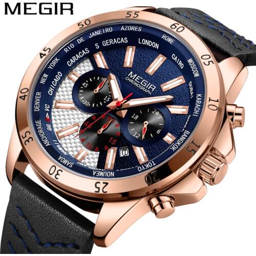 Erkek Kol Saati MEGIR Watch Men Fashion Sport Quartz Mens Watches Top Brand Luxury Military Watch Relogio Masculino Zegarek Mesk