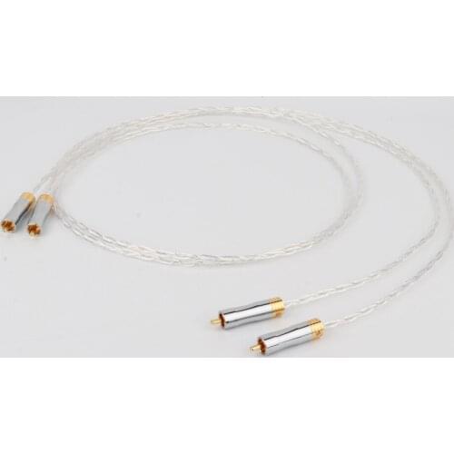 Hifi 8N OCC Copper Silver Plated RCA to RCA Cable RCA plug to rca Male audio Cable hi-end RCA extension cable cord