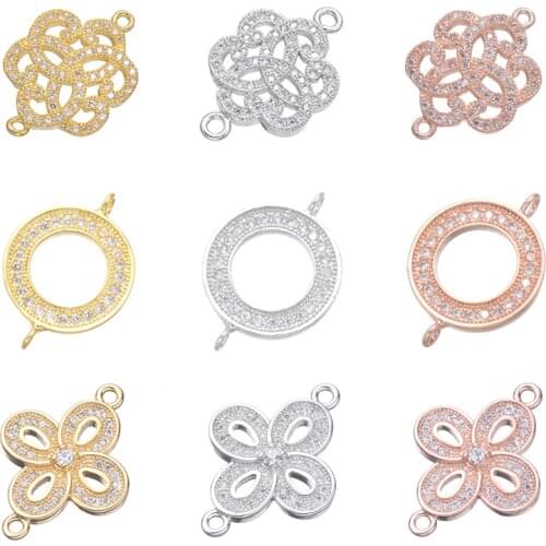 Juya DIY Fashion Jewelry Making Findings 2 Loops Creative Round Rose Flower Connectors Accessories For Bracelet Earring Handmade