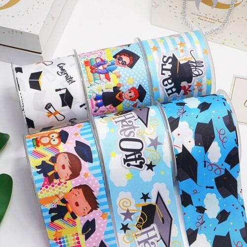 10 Yards 3inch 75mm Doctorial hat Grosgrain Ribbon For Hair Bows DIY Crafts Handmade Accessories 54059
