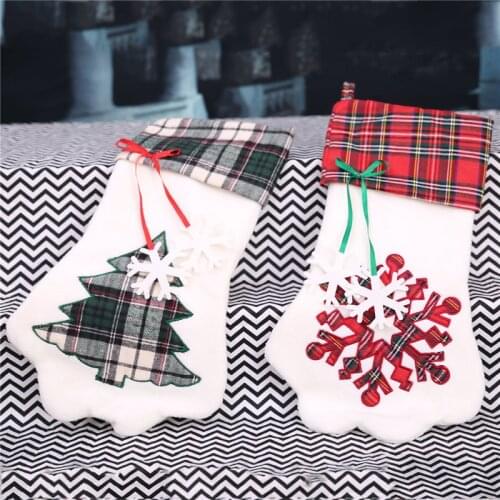 Creative Pet Dog Cat Paw Christmas Stocking Snowflake Socks Gift Bags Xmas Tree Hanging Pendant New Year Home Decorations U3