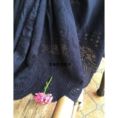 1 Meter New Fashion Sweet Deep Navy Blue 100% Cotton Lace Cloth Embroidery Lace Trim Lace Fabric 55cm Width
