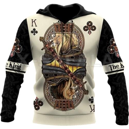 King Club Lion Poker 3D All Print XS-7XL Hoodie Man Women Harajuku Outwear Zipper Pullover Sweatshirt Casual Unisex Jacket 001