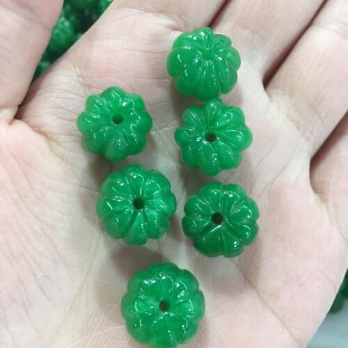 Natural green jade beads for DIY jade bracelets jade gift pumpkin jade beads gemstone bracelets for women christmas bracelet 13m