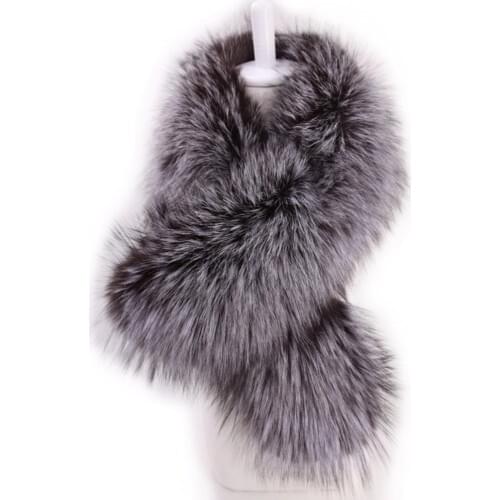 2017 New Real Fox Fur Collar Women Silver Fox Fur Square Collar Ring Scarf Womens100% Genuine Natural Fox Fur Collar Accessories