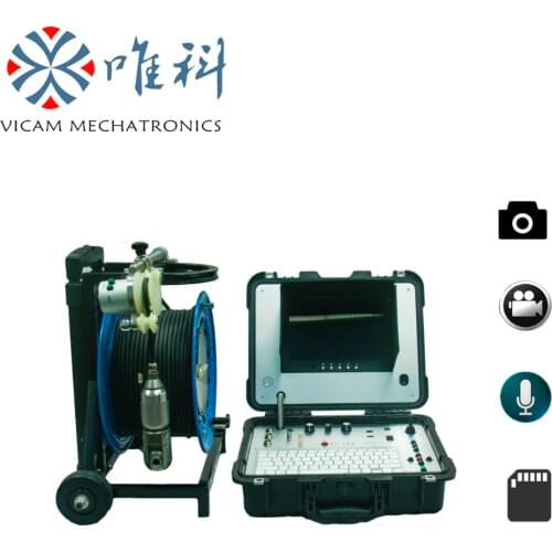 Vicam New AHD waterproof borehole camera 150meters cable pan tilt rotation water well camera with depth counter and 720P video