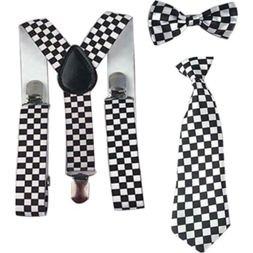 New Girls Boys Suspender Bowties Bow Ties Adjustable Y-Back Braces Necktie Set Party Wedding 1-8 Years HHtr0004a04