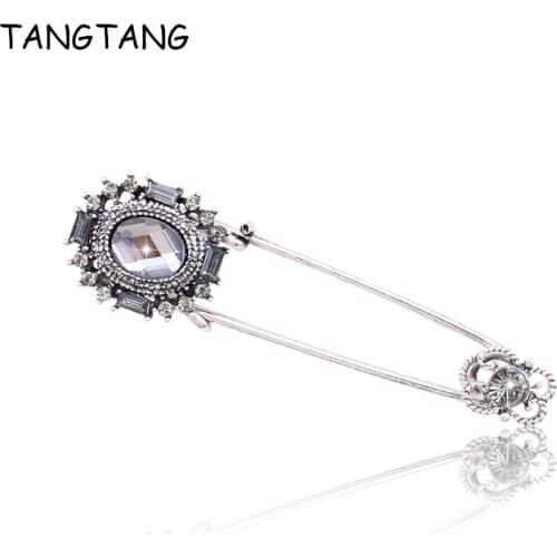 New Oval Crystal Rhinestone Brooches Hijab Pins for Man Women Suit Scarf Clip Unisex Jewelry Accessories Gift, Item No.: BP102