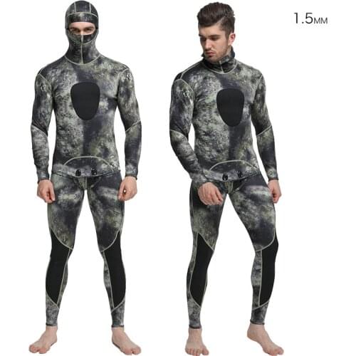 New 3MM Men Scuba Neoprene Swimming Diving Suit Surfing Triathlon Spearfishing SwimSuit Full Body Camo Hooede UnderWater WetSuit