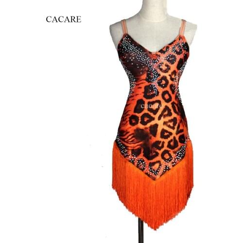 Latin Dance Dress Women Girls Latin Dance Competition Dresses Costume Sale D0177 Backless with Rhinestones Tassel Hem
