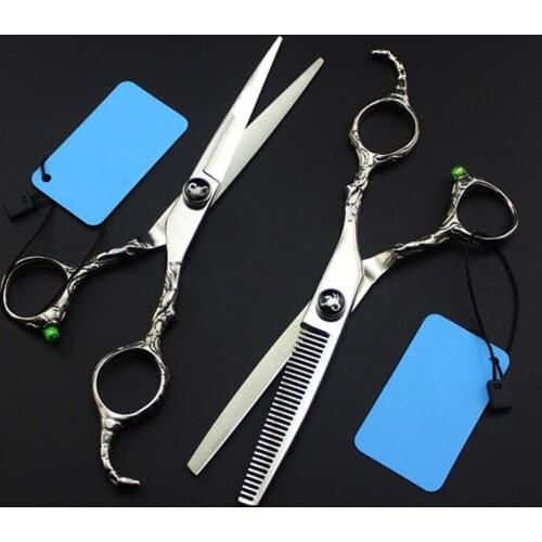 Professional Japan 440c 6 inch scorpion hair scissors haircut cutting barber salon makas thinning shears hairdressing scissors