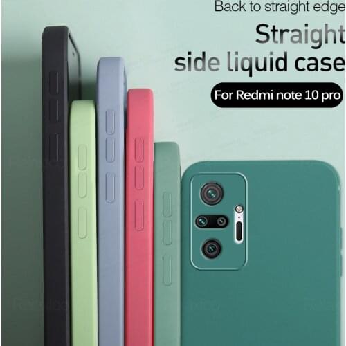 New Square Liquid Silicone Case For Xiaomi Redmi Note 10 Pro Xiomi Redme Note10 4G 10s 10Pro Camera Shockproof Phone Cover Coque