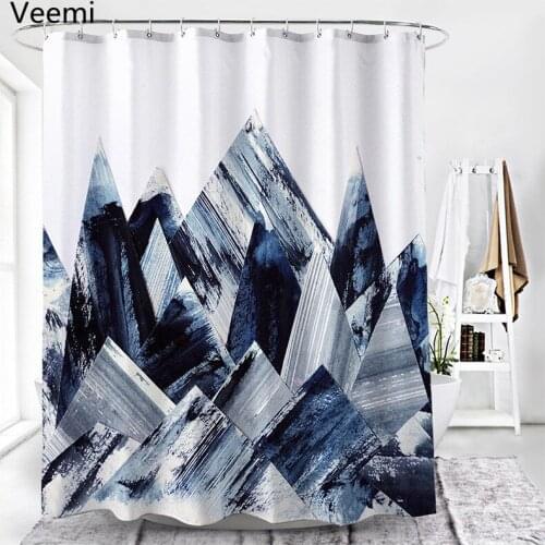 Modern cartoon printed 100% polyester waterproof fabric shower curtain bathroom bathtub personality durable curtain with hooks