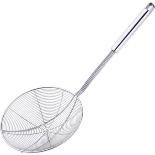 StrainerSpiral Mesh Skimmer Spoon Ladle with Long Handle - Reinforced Double Coil Slotted Spoons for Cooking and Frying