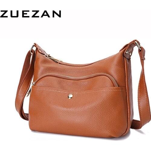 2 Compartments,Girls Hobo Bag, Soft Real Cows skin, Women Genuine Leather Messenger Bag, Female Shoulder Cross-body Bag, A595