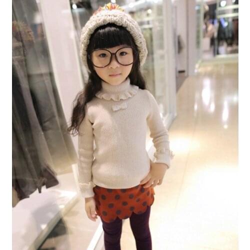 2020 spring winter turtleneck girls sweater thick cashmere sweater kids bottoming cardigan bow flowers pull reine des neiges