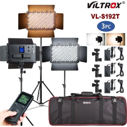 Viltrox VL-S192T 3set Dimmable Bi-color Camera LED Video Light Kit with Tripod 3300k-5600K CRI95 For Studio YouTube Fill Light