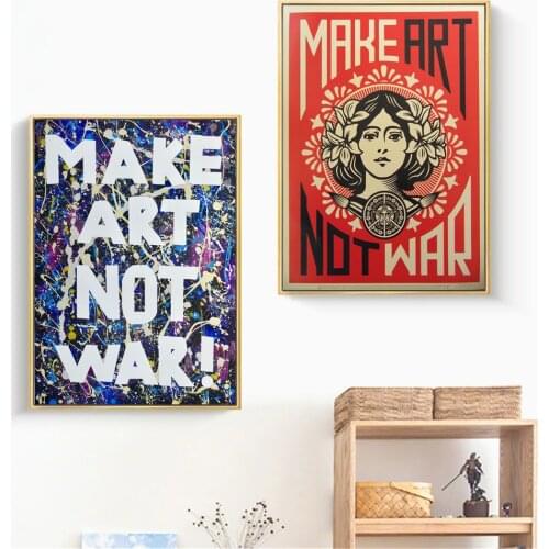 Make Art Not War Pop Art Vintage Poster Prints Oil Painting On Canvas Wall Art Murals Pictures For Living Room Decoration