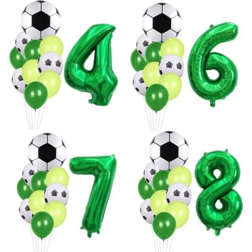 Football Theme Party 18" Football Balloons 12" Latex Balloons 32" Green Number Balloon Childrens Birthday Party Decorations