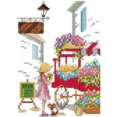 Cross stitch Handmade 14CT Counted Canvas DIY,Cross-stitch kits,Embroidery City girl 1-21-25