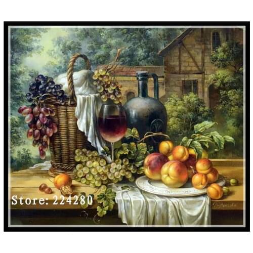 New Needlework,Embroidery,DIY Cross stitch,Wine fruit Pattern 14CT White Canvas Counted Cross-Stitching Home Decor Crafts