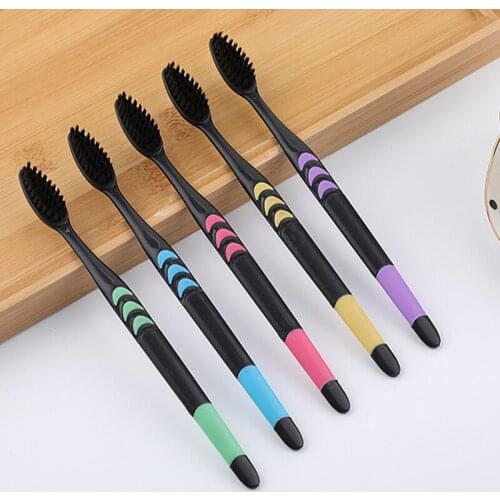 10 Pieces Bamboo Toothbrush Soft Tooth Brush Charcoal Adults Toothbrushes Bamboo Charcoal Fiber Toothbrush New
