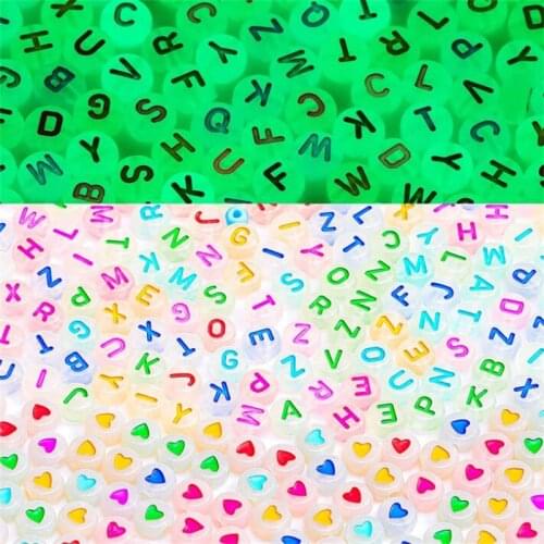 100pcs 7mm Luminous Beads Letter Beads Acrylic Spaced Beads For Jewelry Making DIY Charms Bracelet Necklace Findings Accessories