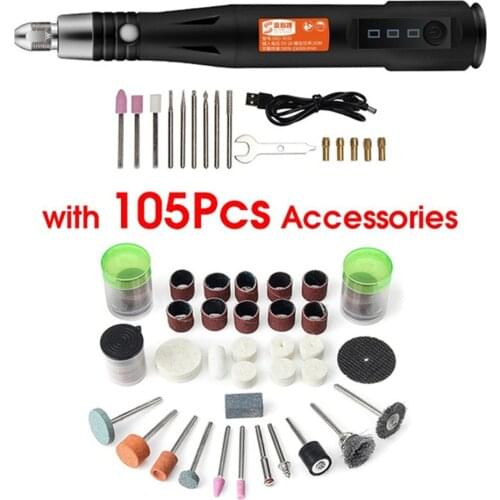 105pcs/161pcs Micro Engraving Pen Electric Grinder Adjustable 15000 Rpm Mini Drill Rotary USB Engraving Tool Kit