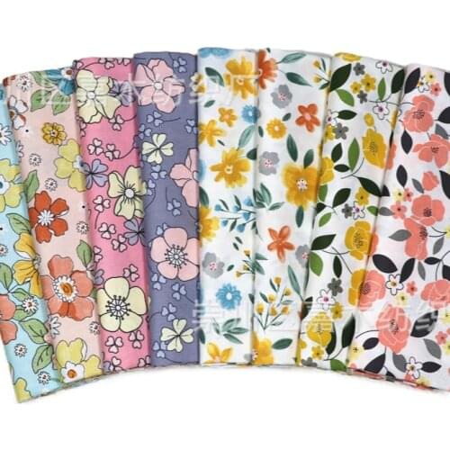 160x50cm Pink Yellow Flroal Twill Cotton Sewing Fabric Environmental Protection Printing and Dyeing Infant, Making Bedding Cloth