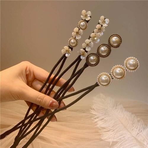 2021 Korean Shell Flower Pearl Simple Hair Bun Maker Temperament Hair Styling Tool Hair Accessories Wild Headdress Women