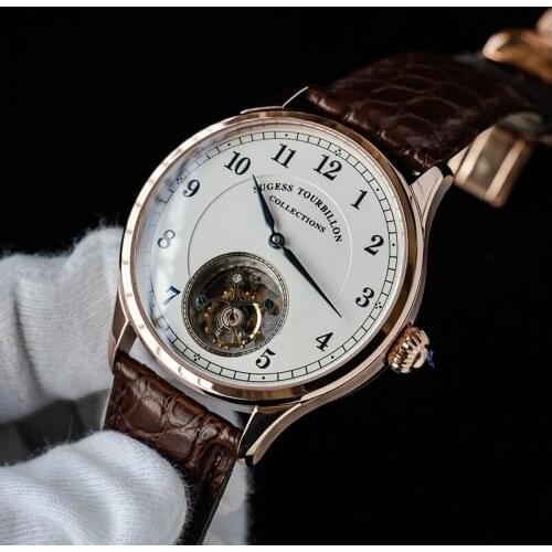 2021 Luxury Sugess Seagull Tourbillon Mens Watch ST8000 Movement Sapphire Crystal Alligator Leather Strap Mechanical Men Watch