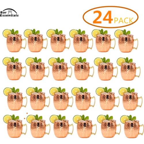 24 PCS 550ml Copper Plated Barrel Hammered Moscow Mule Mug Coffee Cup Beer Cup Set of 24