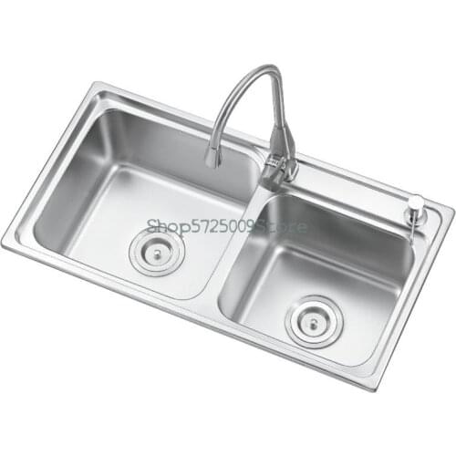 304 Stainless Steel Kitchen Double Sink Package Square Corner Deepening Thickening Sink And Sink In One Piece