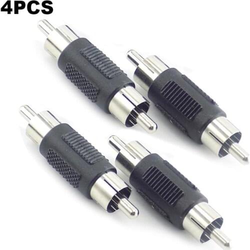 4 Pcs/lot Dual RCA Male to Male RCA Coupler Connector Adapter AV Cable Plug CCTV Connector Video Audio