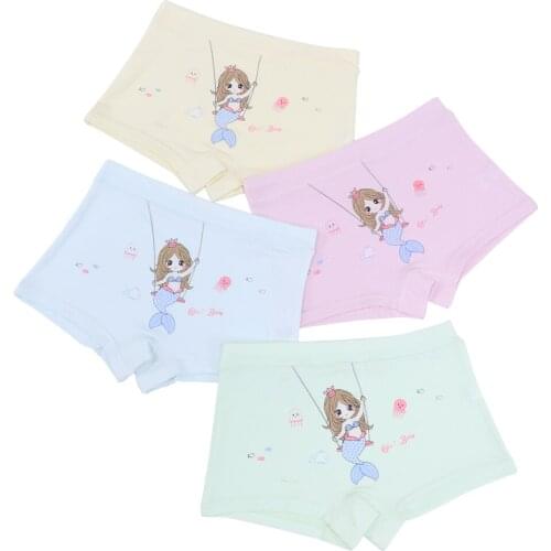 5pcs/Lot Four Seasons Wear High Quality 47.5%Cotton Cute Mermaid Underwear Cartoon Girls' Underwear Set Childrens Flat Underwe
