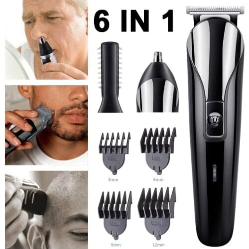 6 IN 1Electric Hair Clipper Hair Trimmer For Men USB Shaver Beard Trimmer 0mm Mens Barber Hair Cutting Machine