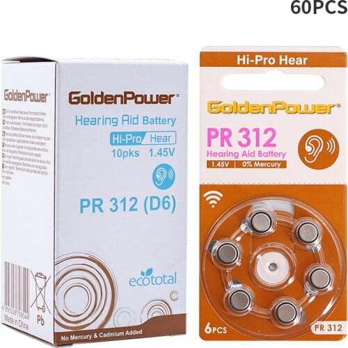 1Box/60Pcs Hearing Aids Batteries PR10/PR13/PR312/PR675 Hearing Aid Accessories A10/A13/A312/A675 Battery