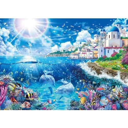 5d DIY Diamond Painting Full Drill Round Rhinestones Mosaic Cross Stitch Kits Diamond Embroidery Dolphin Seascape