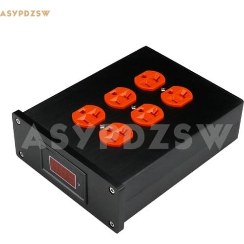 Aluminum U.S AC Power Distributor 6 outlet Power supply row socket With display