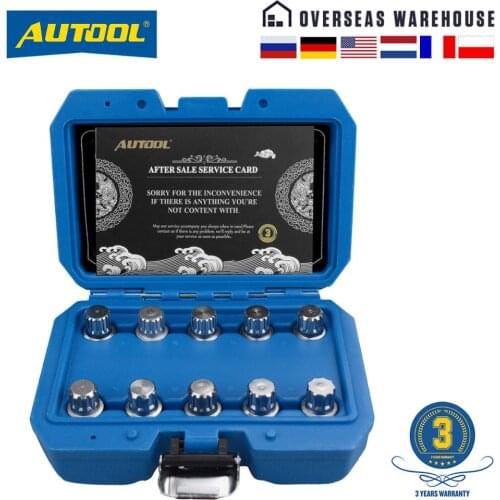 AUTOOL 10pcs Anti-Theft Wheel Lock Lug Nuts Set, Automotive Wheel Screws Removal Key Socket Kit Compatible for BMW