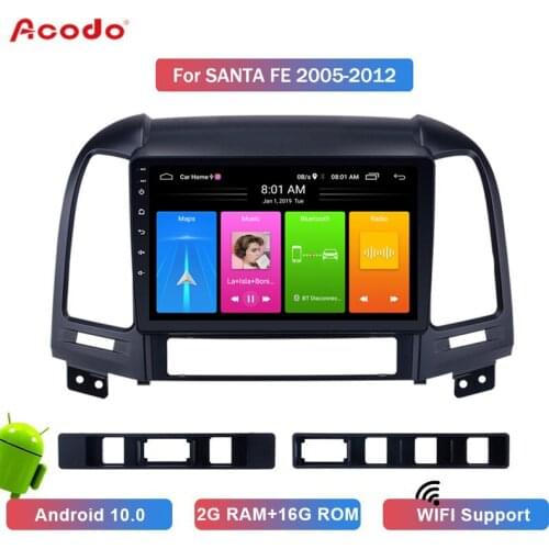 ACODO 2G RAM 16G ROM Android 10.0 Car Radio Multimedia Player For Hyundai SANTA FE 2005-2012 Navigation GPS 2 Din