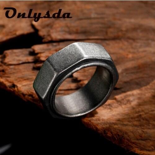 Free Shipping Punk Size Screw Nut Biker Ring 316L Stainless Steel In Bulk Jewelry Silver Color High Polish Motor Hexagon Rings