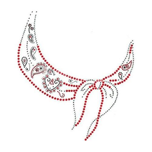 BlingQueen 25PCS/LOT Iron On Transfer Rhinestone Motif Neckline Design